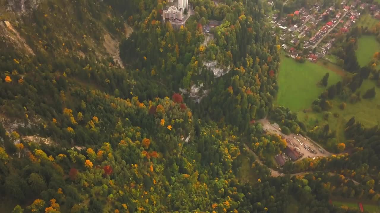 Stock Video Neuschwanstein Castle Seen From Above Landscape Live Wallpaper