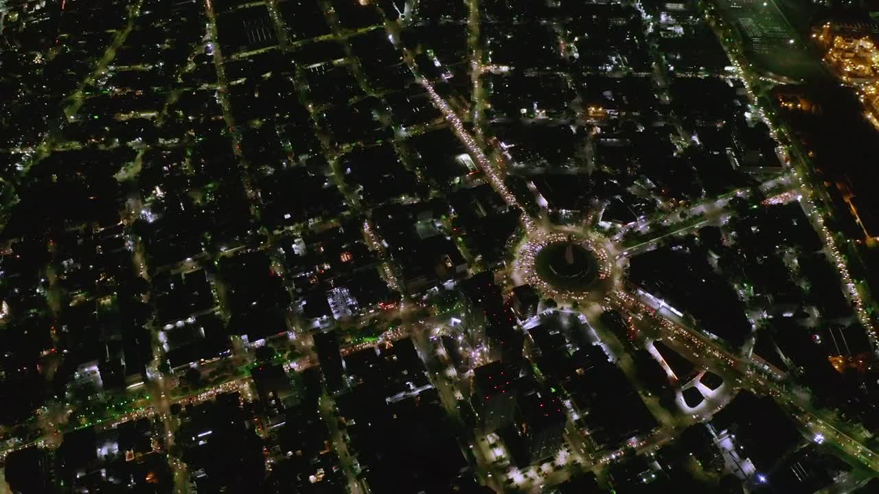 Stock Video Night Air View Of A Roundabout With Cars Live Wallpaper