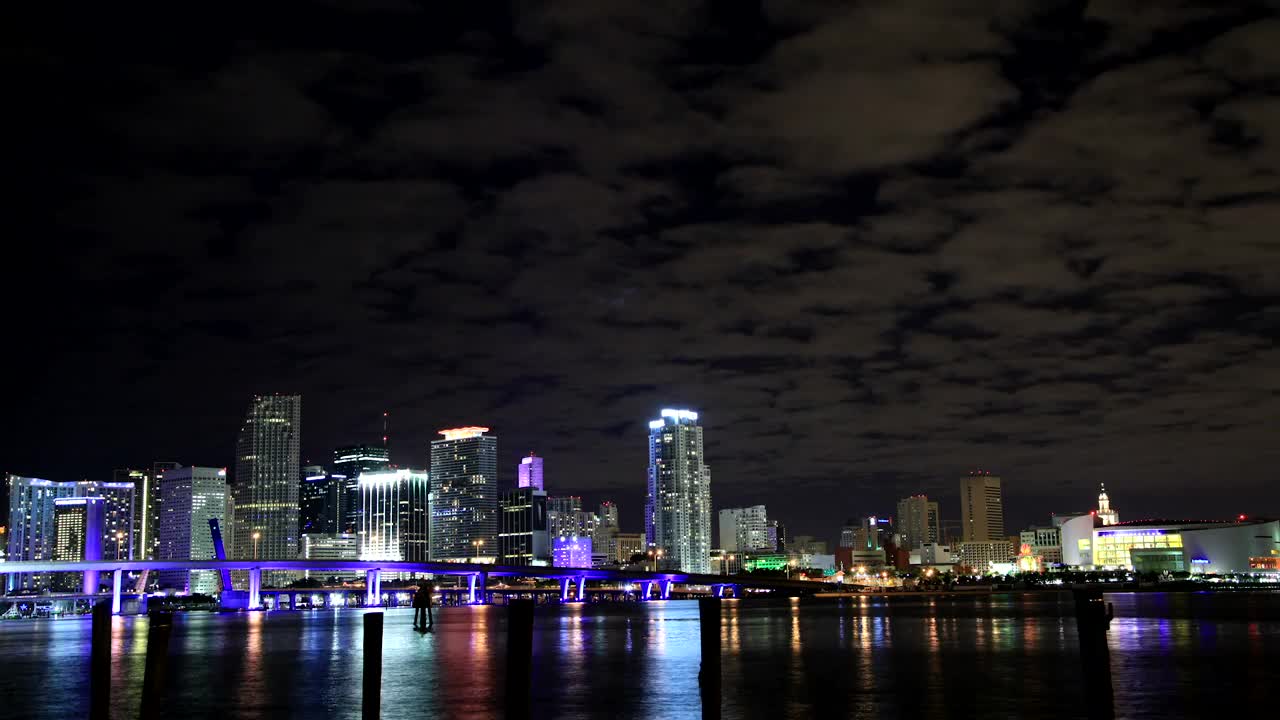 Stock Video Night Lights Across Miami Live Wallpaper