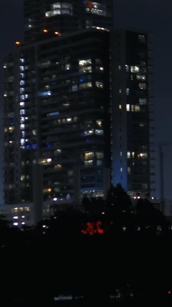 Stock Video Night Panorama Of The Skyscrapers Of A Big City Live Wallpaper