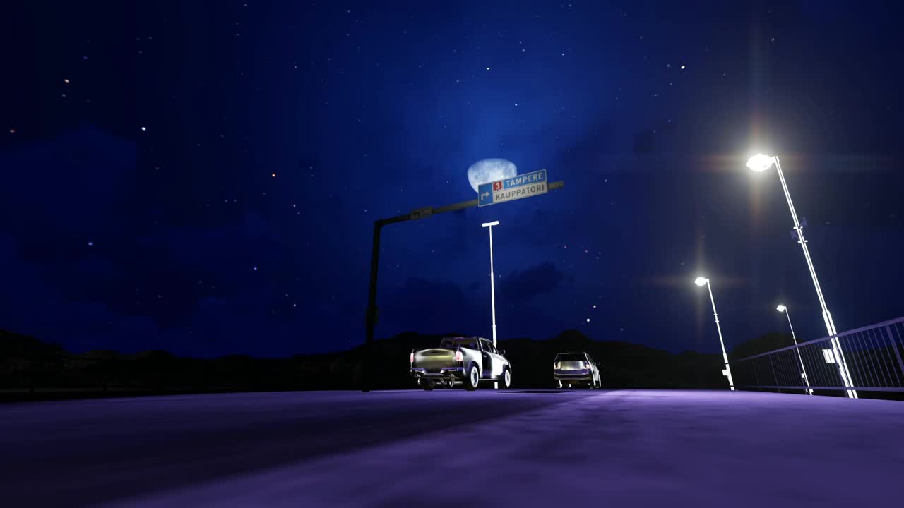 Stock Video Night Traffic D Render Ground View Live Wallpaper