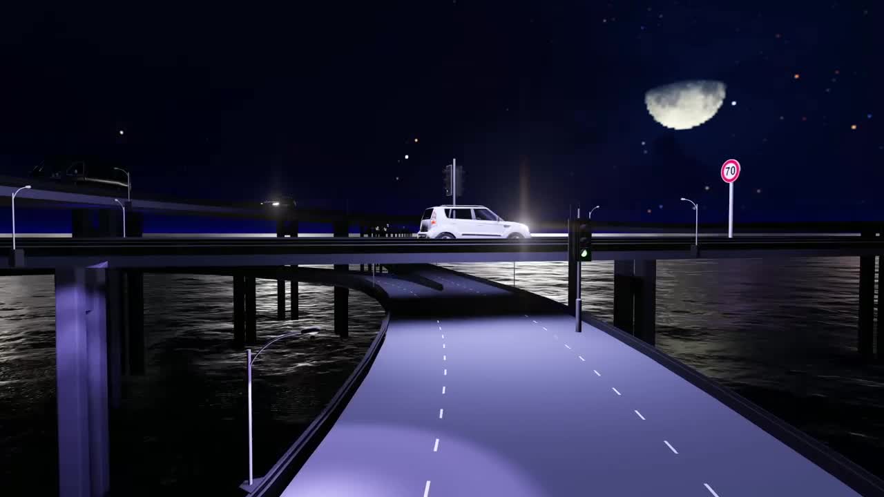 Stock Video Night Traffic In Bridges On The Sea Live Wallpaper