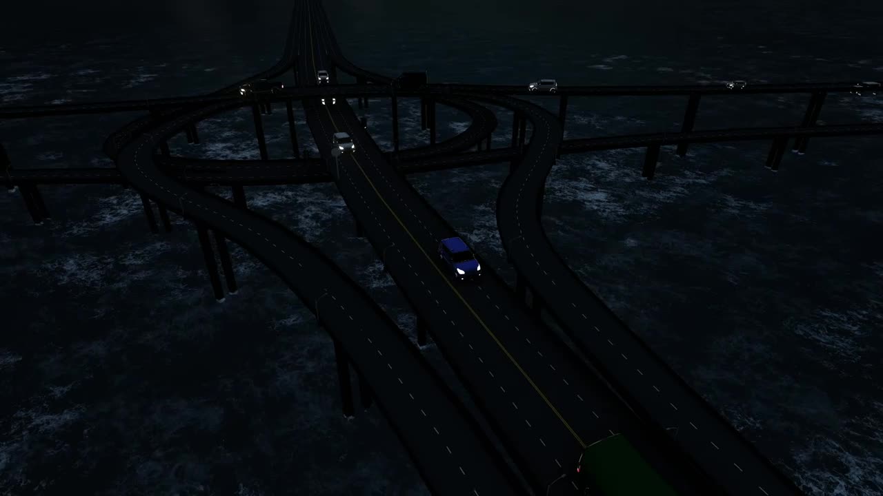 Stock Video Night Traffic Over The Sea Live Wallpaper