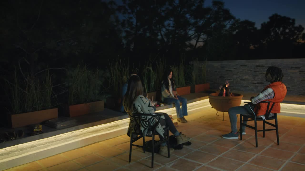 Stock Video Night With Friends Around A Campfire Live Wallpaper