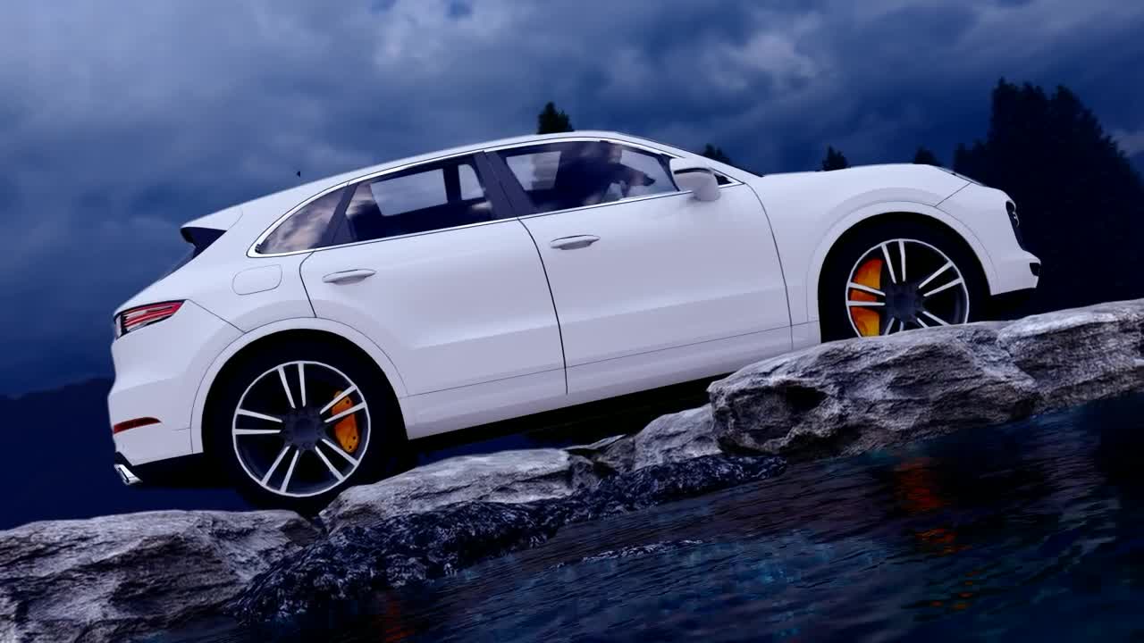 Stock Video Off Road Vehicle Near A Lake In A Forest Live Wallpaper