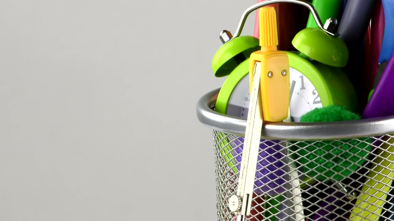 Stock Video Office Equipment In A Little Basket Live Wallpaper