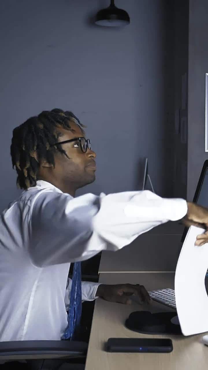 Stock Video Office Man Throwing Sheets Of Paper In The Air Live Wallpaper