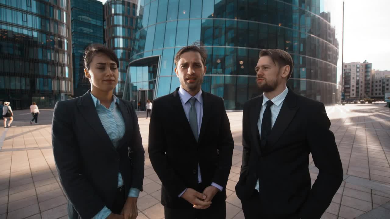 Stock Video Office Workers Dressed In Suits With Disapproving Gestures Live Wallpaper