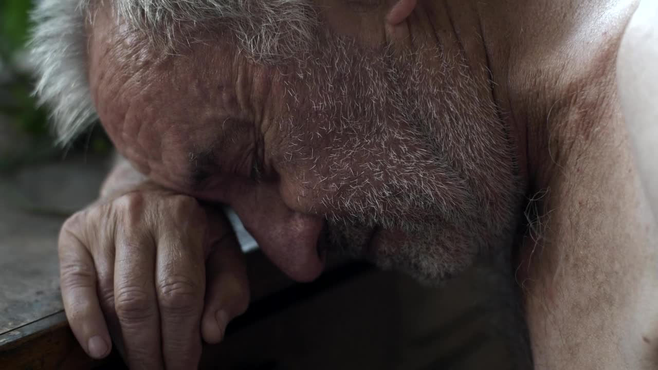 Stock Video Old And Depressed Man Overthinking Live Wallpaper