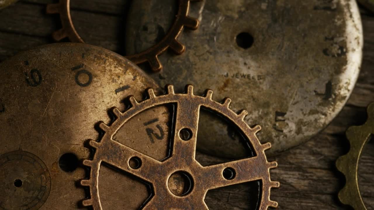 Stock Video Old Clock Gears Rotating Live Wallpaper