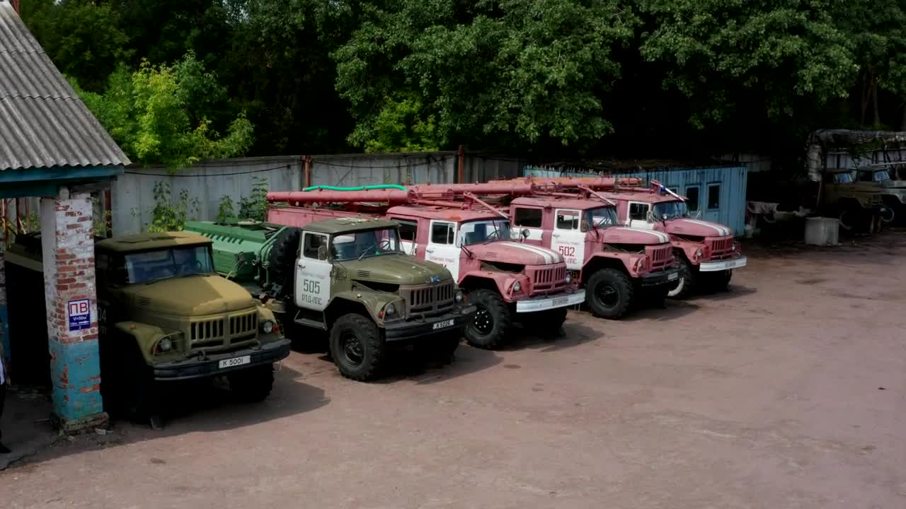 Stock Video Old Fire Engines Left In Chernobyl Live Wallpaper