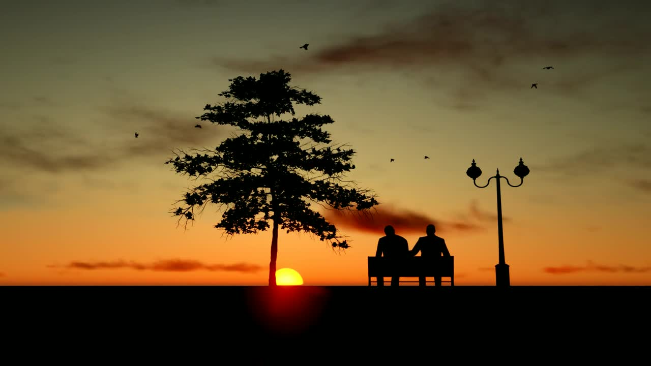 Stock Video Old Friends Watching The Sunset Live Wallpaper