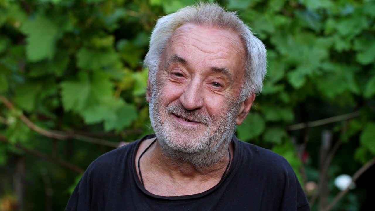 Stock Video Old Man Smiling Portrait Live Wallpaper