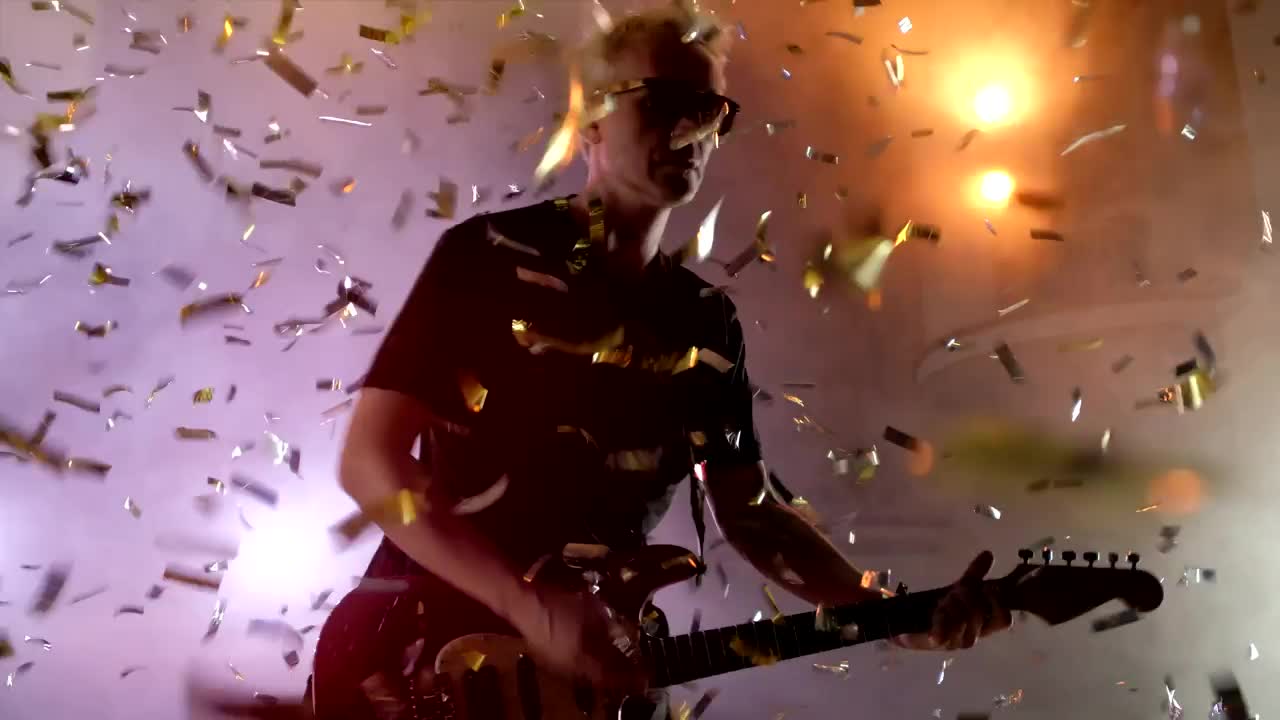 Stock Video Old Rock Guitarist Performing On The Stage Live Wallpaper