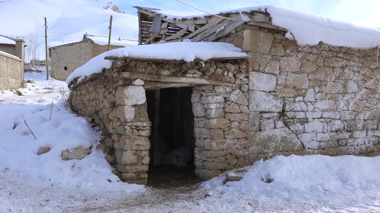Stock Video Old Rock House Covered In Snow Live Wallpaper