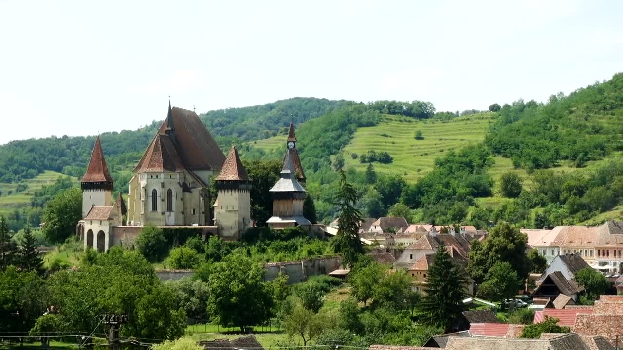 Stock Video Old Town With Castle In The Countryside Live Wallpaper