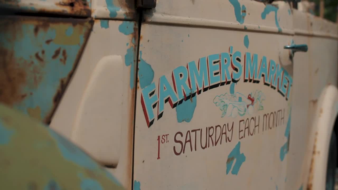 Stock Video Old Truck Door Advertising A Farmers Market Live Wallpaper