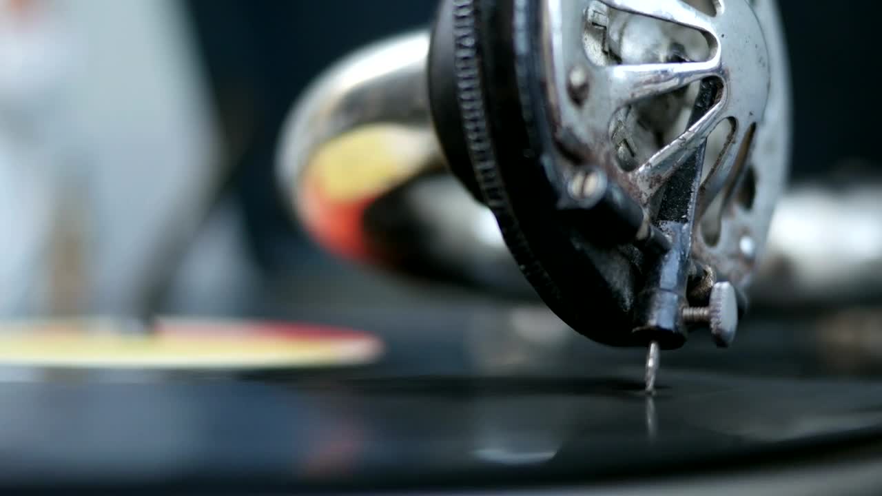 Stock Video Old Vinyl Record Needle Close Up Live Wallpaper