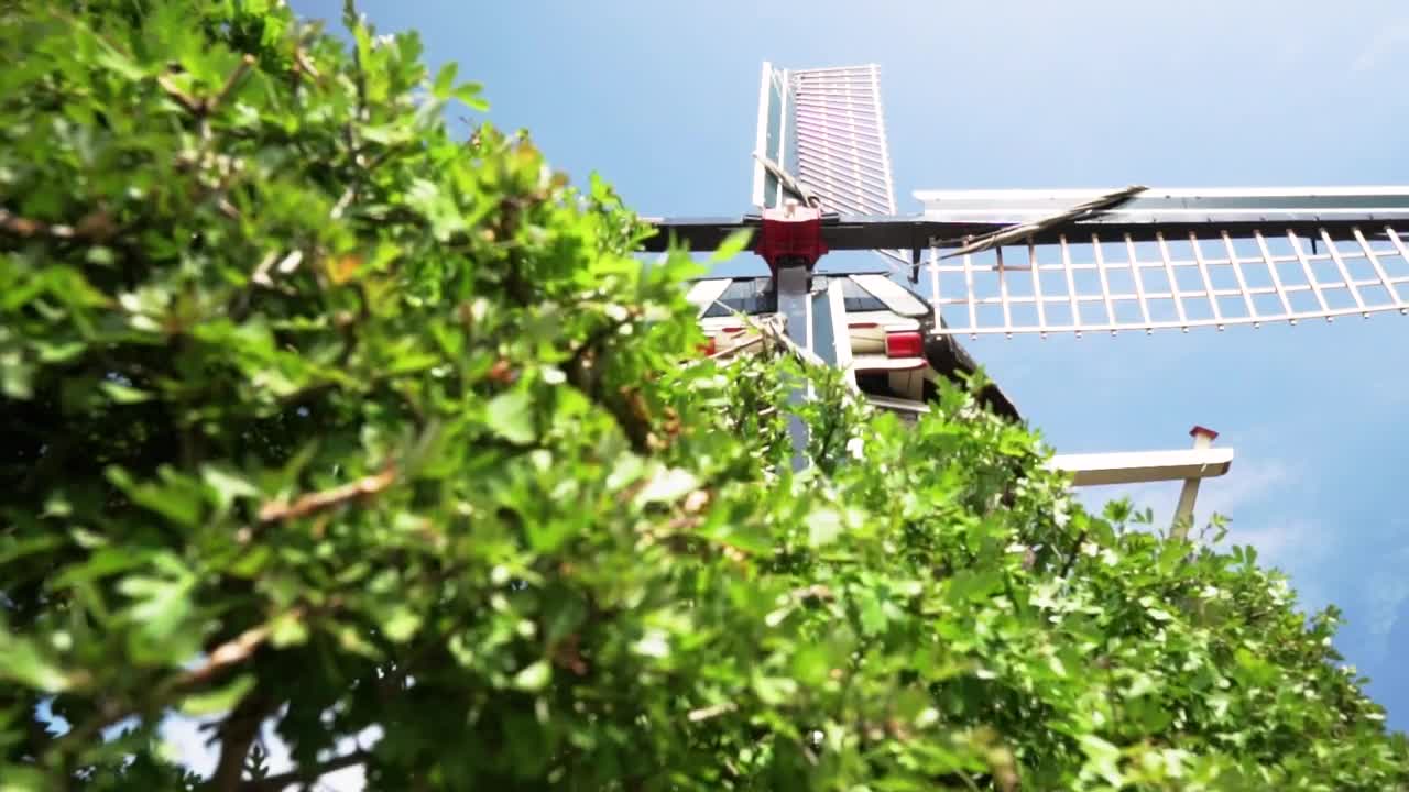 Stock Video Old Windmill On A Sunny Day Live Wallpaper
