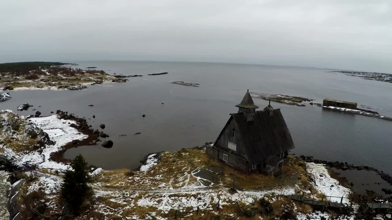 Stock Video Old Wooden House By The Ocean Live Wallpaper