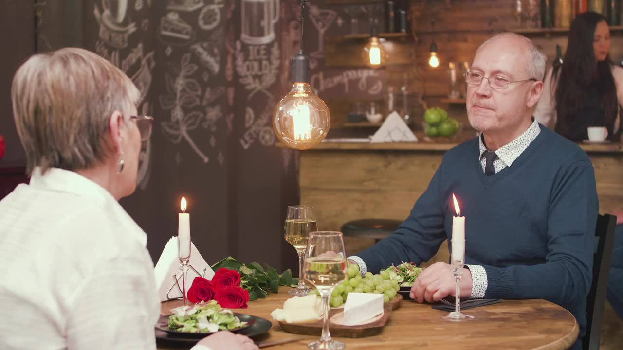 Stock Video Older Couple Enjoy Romantic Dinner Date Live Wallpaper