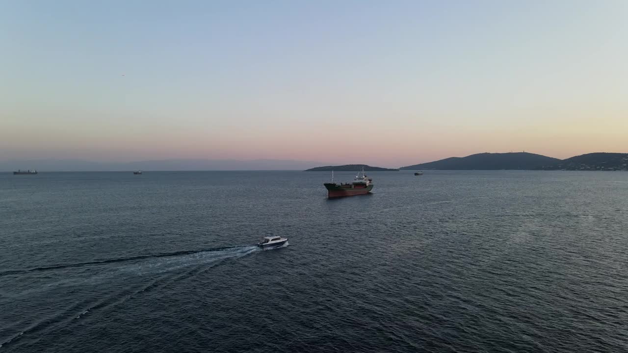 Stock Video Open Sea With Cargo Ships And Boats Live Wallpaper