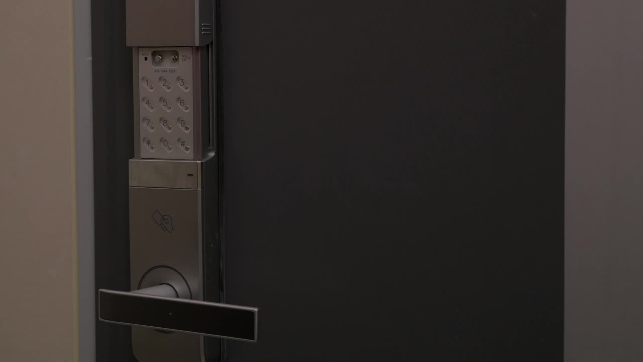 Stock Video Opening A Hotel Door With A Keypad Live Wallpaper