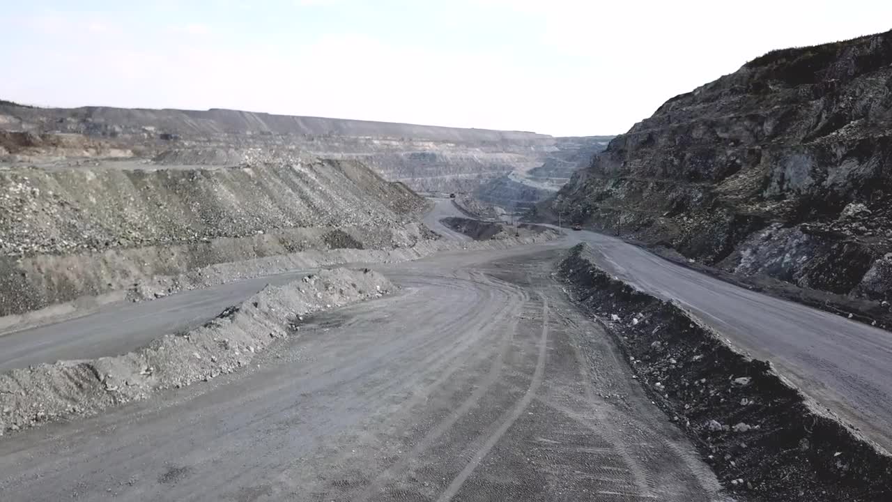 Stock Video Orange Truck Heading Through A Quarry Live Wallpaper