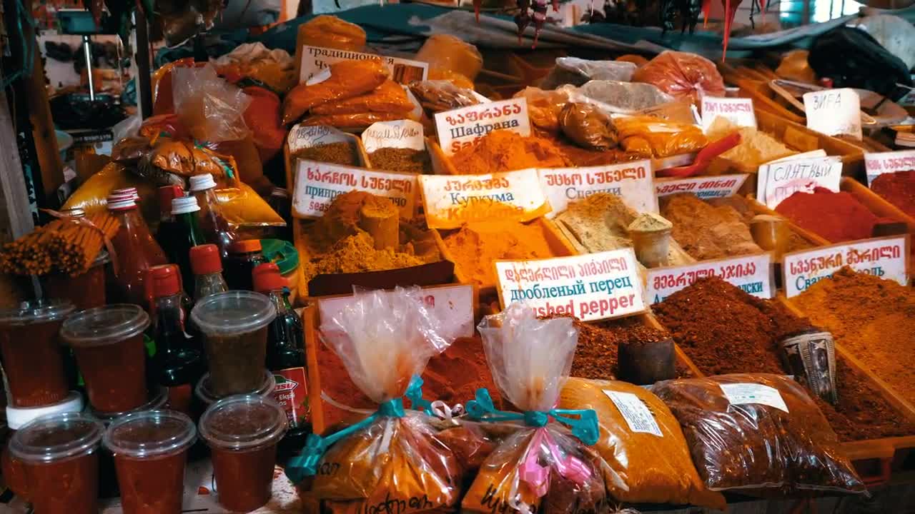 Stock Video Oriental Spices And Seasonings In The Market Live Wallpaper