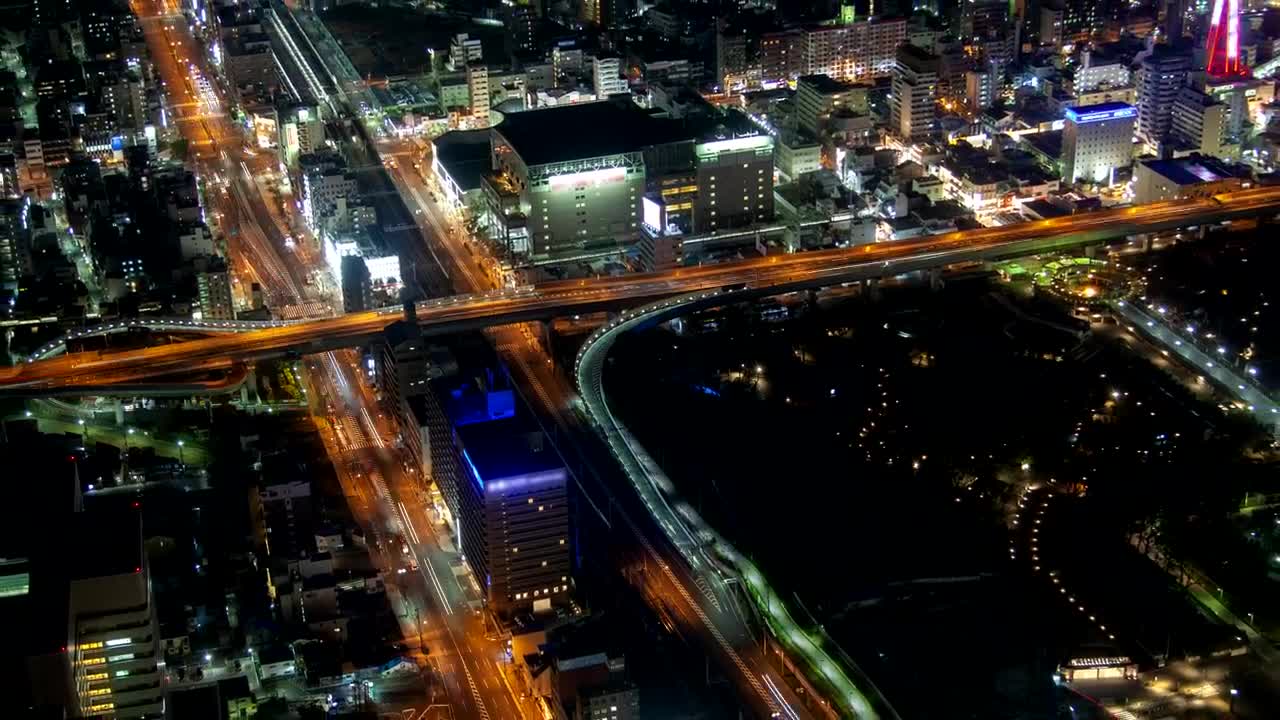 Stock Video Osaka Highway Crossing At Night Live Wallpaper