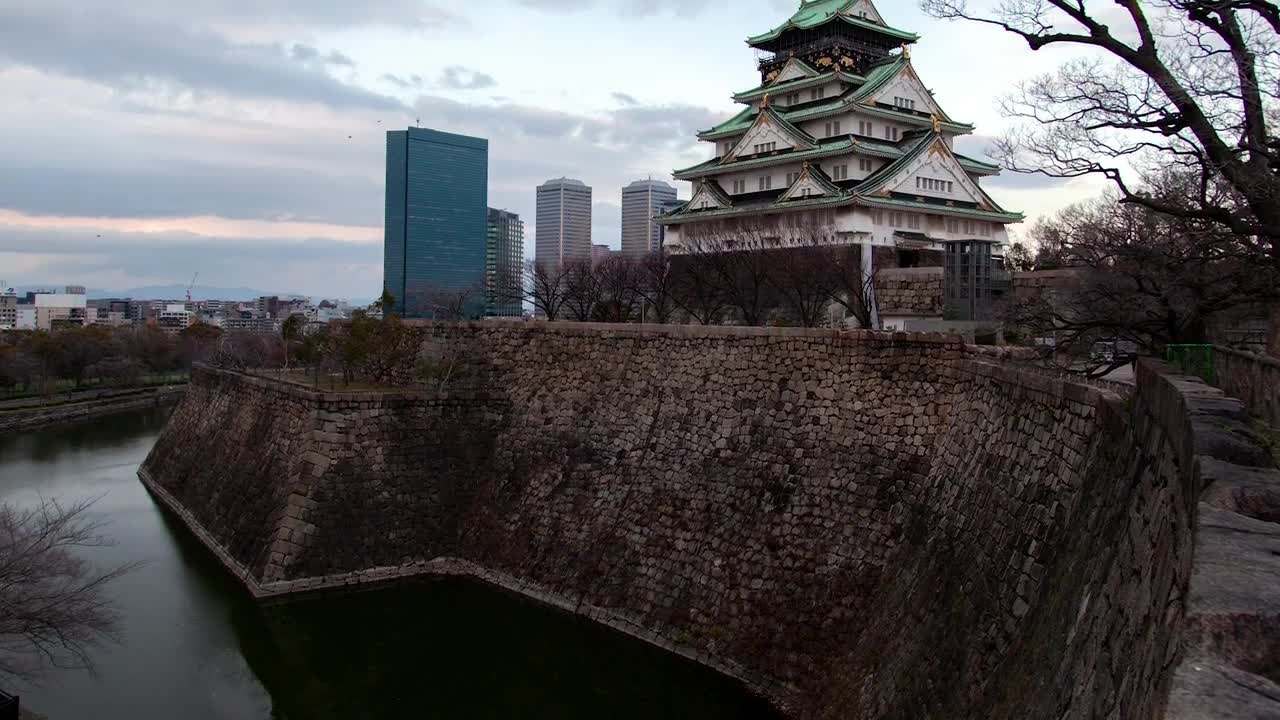 Stock Video Osaka Feudal Castle Time Lapse Live Wallpaper