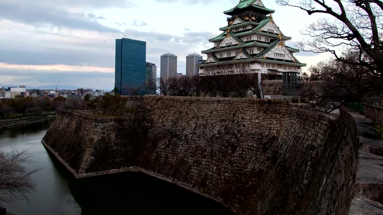 Stock Video Osaka Historic Castle Time Lapse Live Wallpaper