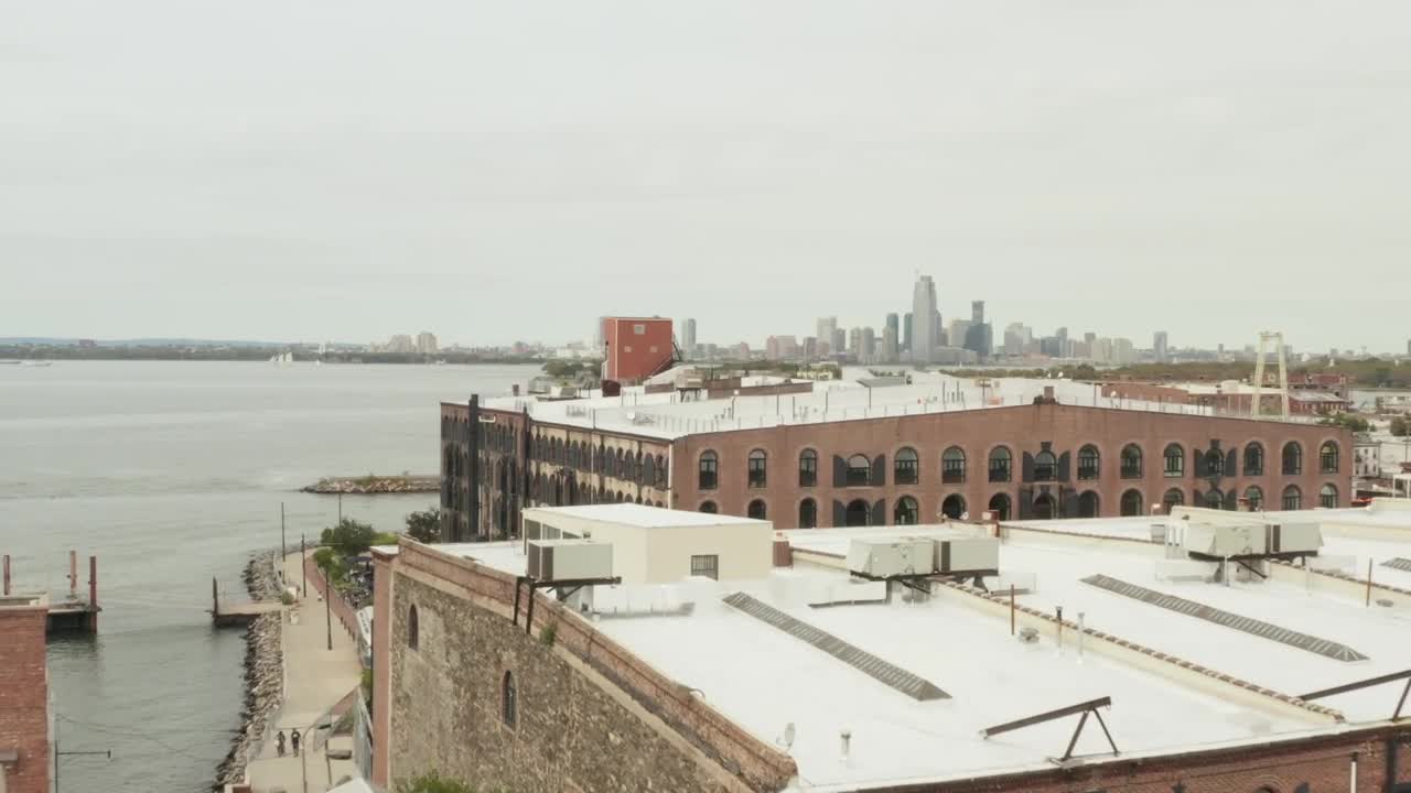 Stock Video Over The Buildings Of The New York Waterfront Live Wallpaper
