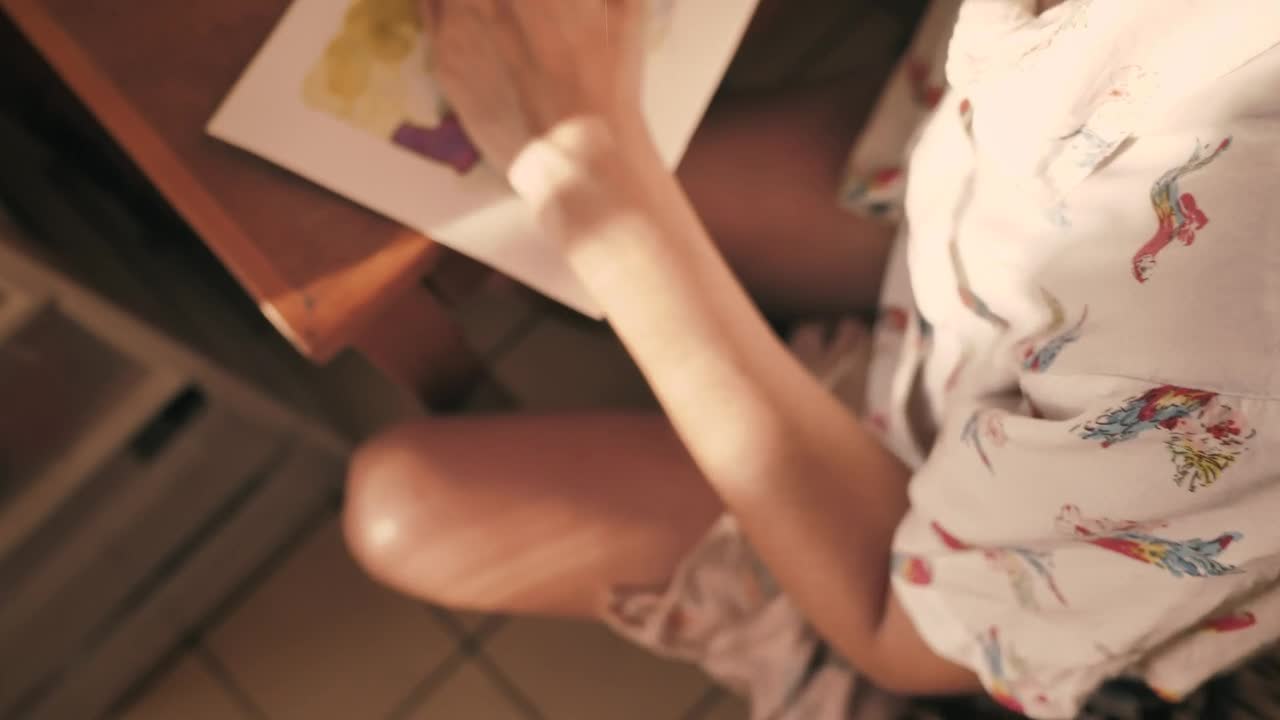 Stock Video Painter Drawing Lines In A Watercolor Art Live Wallpaper