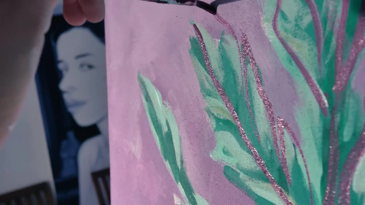 Stock Video Painter Painting An Oil Painting Live Wallpaper
