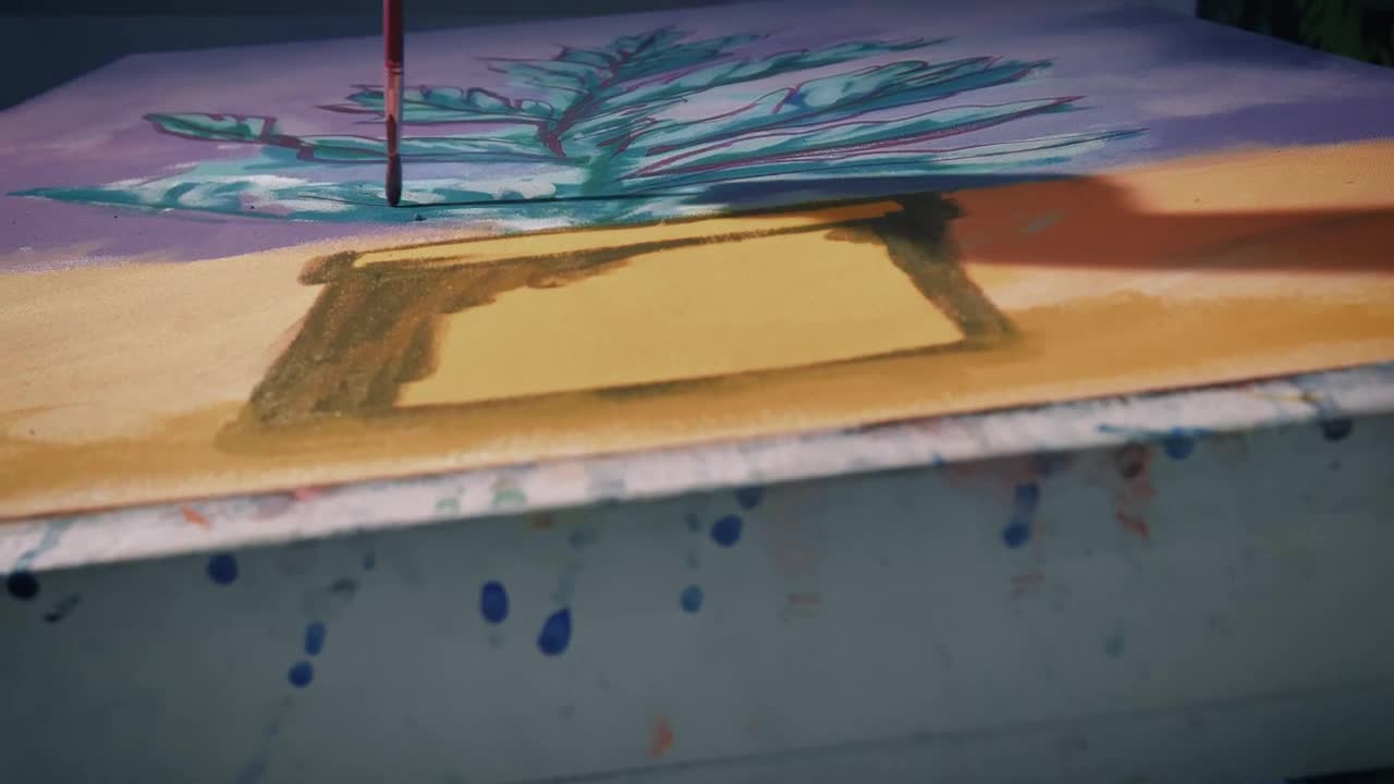 Stock Video Painting A Picture Of A Flowerpot Live Wallpaper