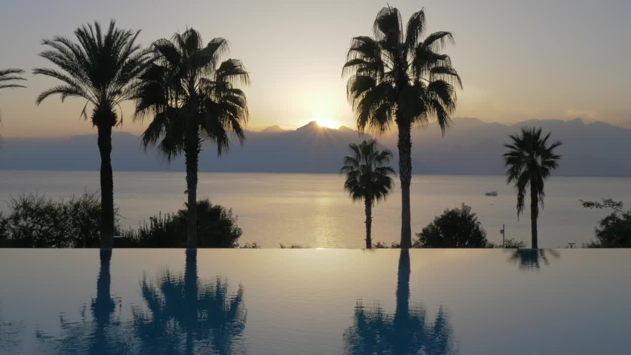 Stock Video Palms By An Infinity Pool Live Wallpaper