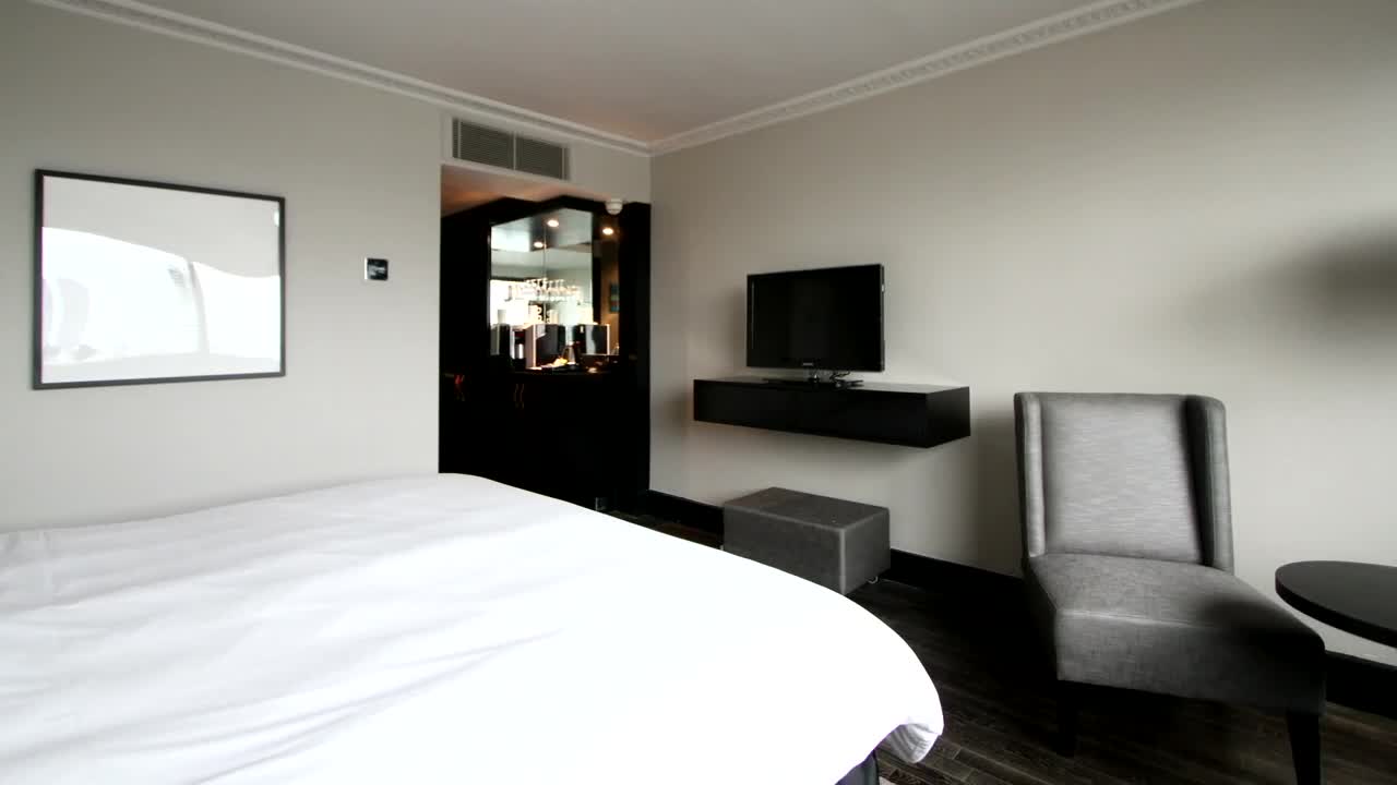 Stock Video Pan Shot Of The Interior Of A Hotel Room Live Wallpaper