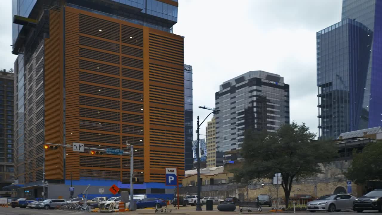 Stock Video Panorama Of A City With Large Buildings From The Street LargeLive Wallpaper