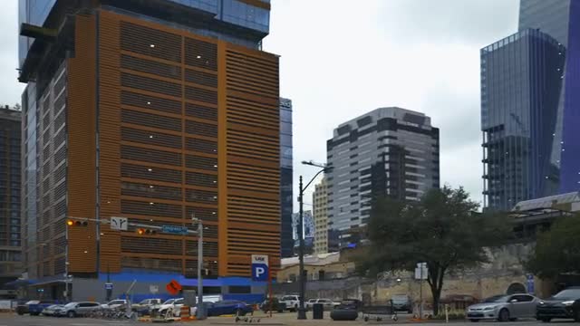 Stock Video Panorama Of A City With Large Buildings From The Street Live Wallpaper