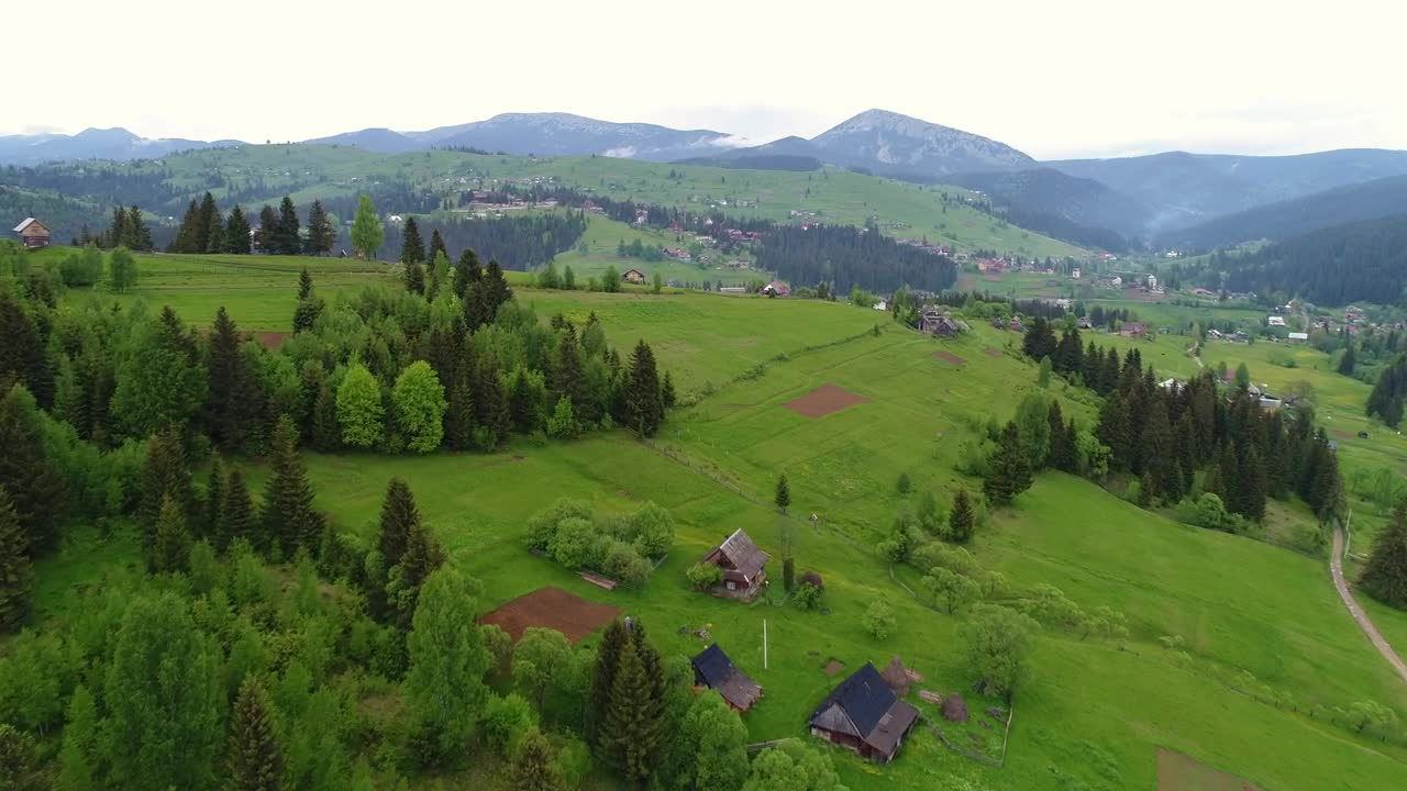 Stock Video Panoramic Aerial Shot Of A Mountain Village Live Wallpaper