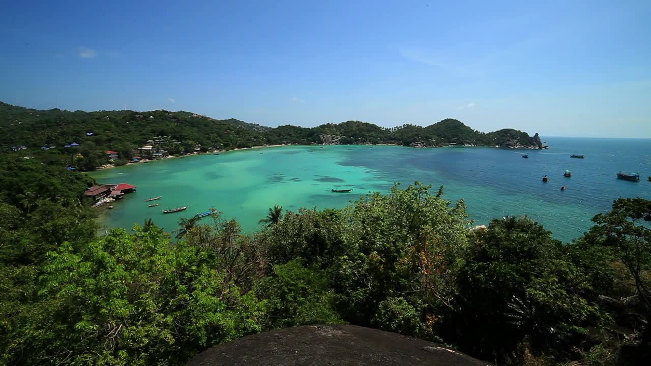 Stock Video Panoramic View Of A Paradisiacal Beach Live Wallpaper