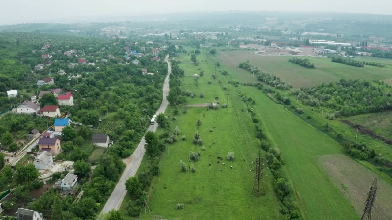 Stock Video Panoramic View Of A Rural Town Live Wallpaper