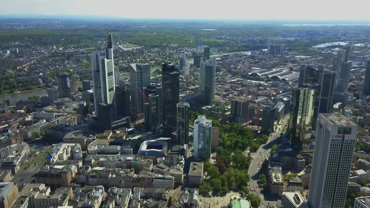 Stock Video Panoramic View Of Frankfurt And Its Buildings Live Wallpaper