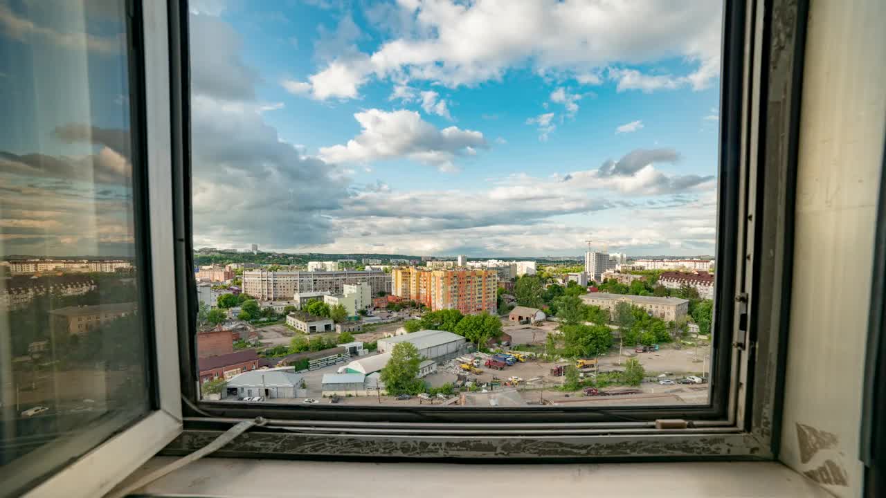 Stock Video Panoramic View Of The City From The Window Of An Live Wallpaper