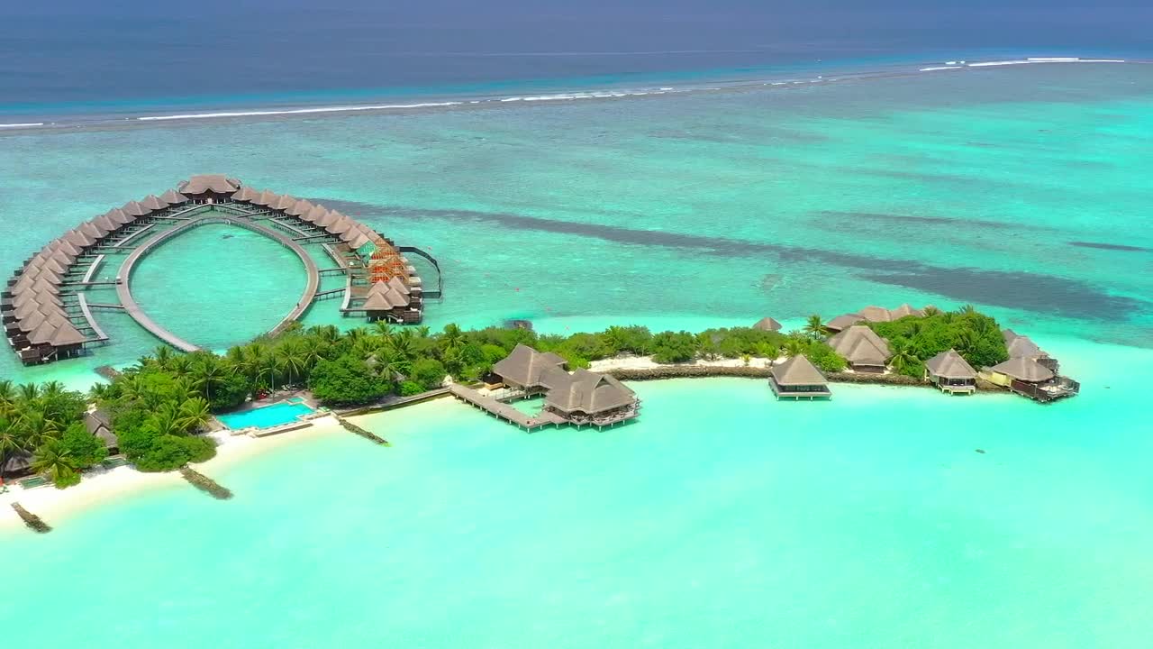 Stock Video Paradise Island With Bungalows Live Wallpaper