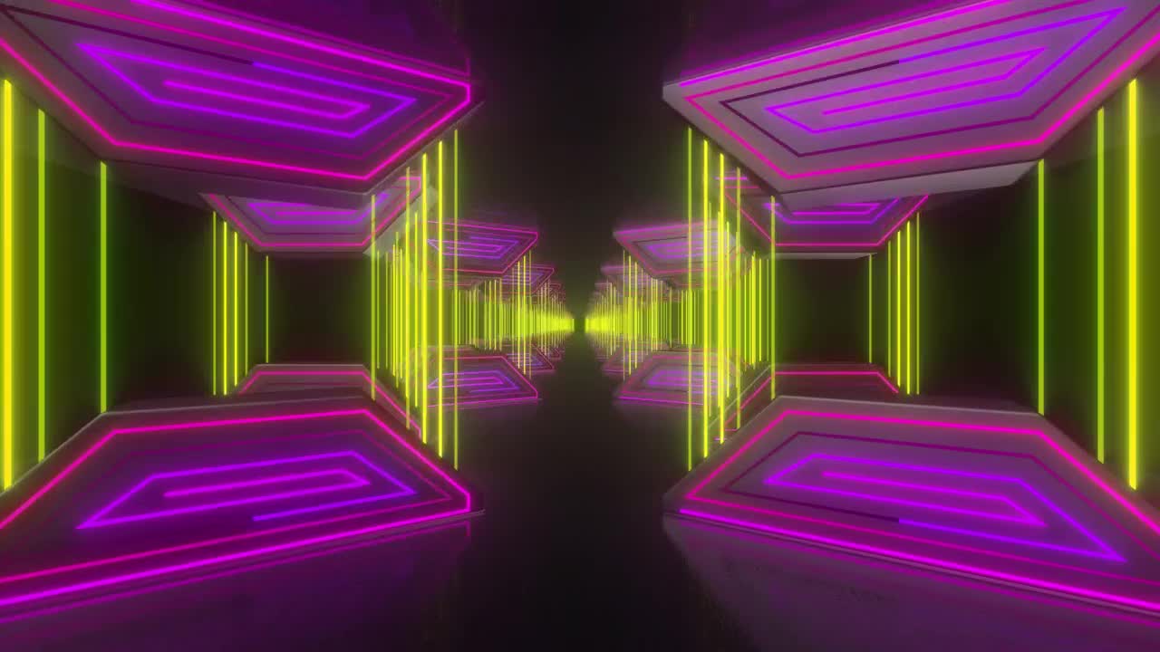 Stock Video Parallel Rows Of Tables With Neon Light Lines Live Wallpaper