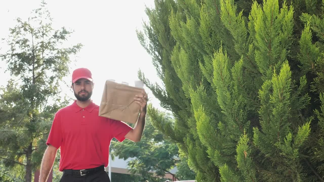 Stock Video Parcel Delivery Man Making A Confident Gesture Live Wallpaper