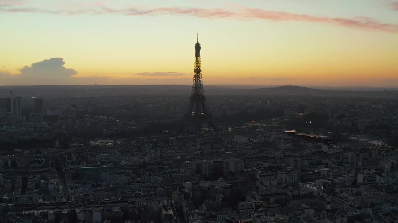 Stock Video Paris At Sunrise Aerial Skyline Shot Live Wallpaper