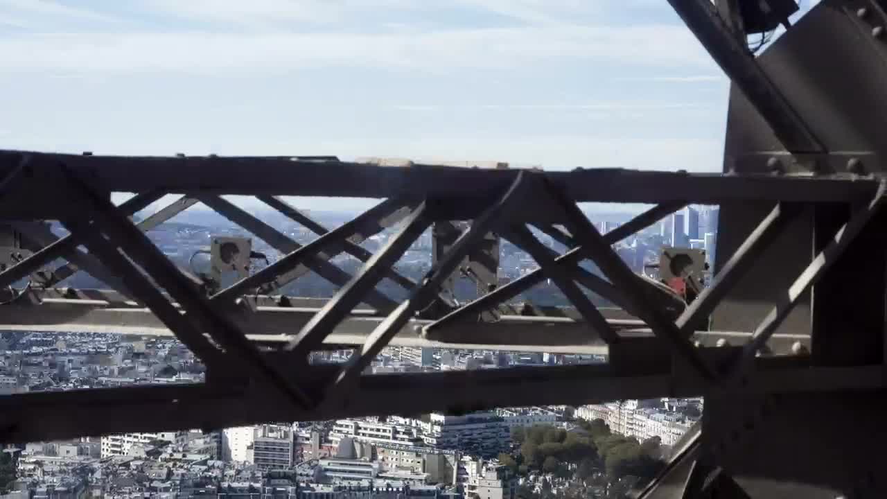 Stock Video Paris Cityscape From Eiffel Tower Elevator Live Wallpaper